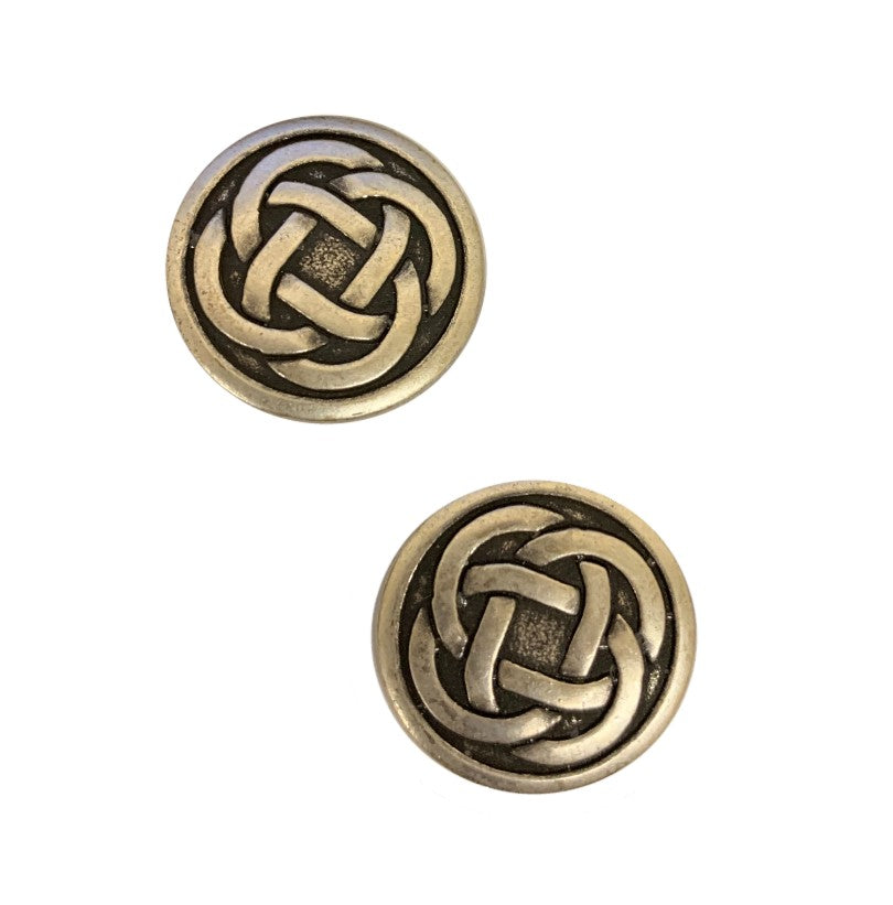 La Petite Silver Celtic Knot 7/8" (22MM) Buttons 2 piece, shank,  #993