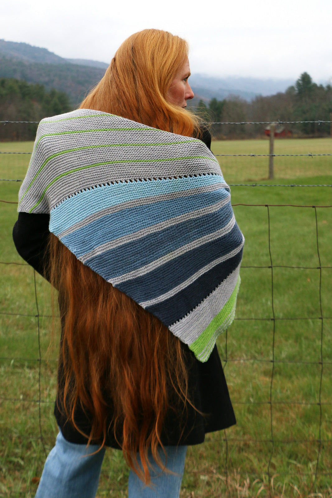 Stripes and Swaths Shawl by Stephanie Shiman-Patterns-Frabjous Fibers-Alpaca Direct