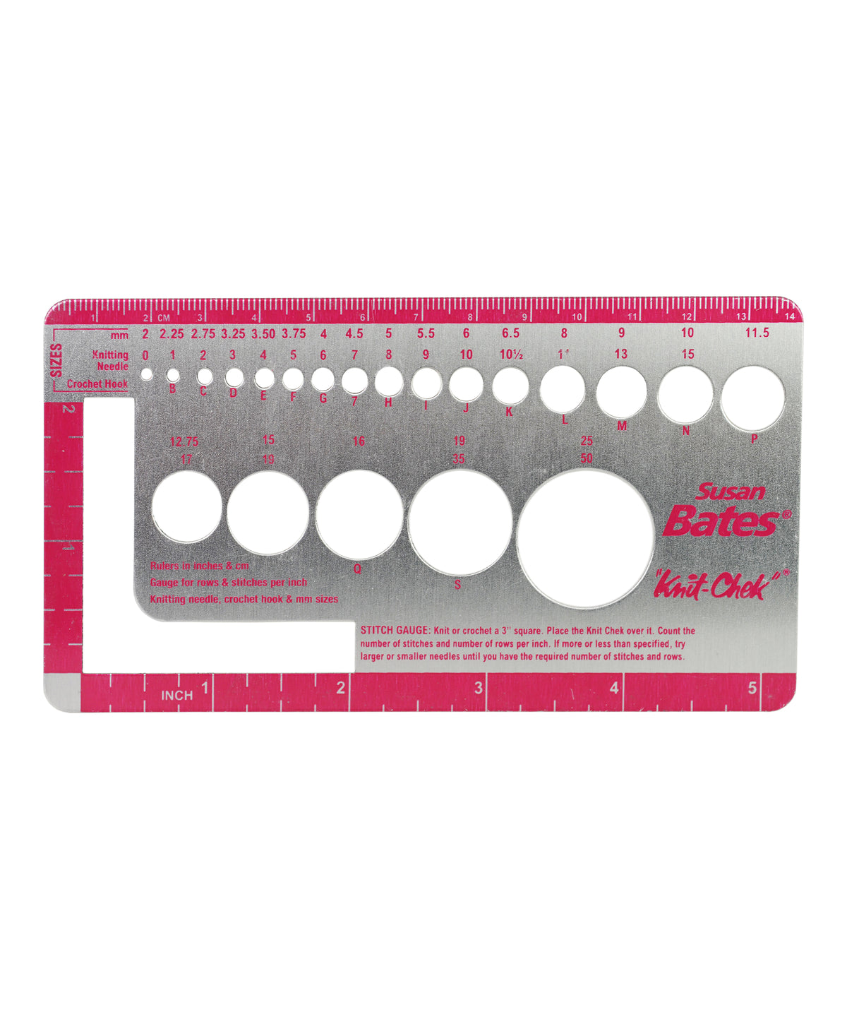 Susan Bates Knit Chek Needle and Stitch Gauge-Notions-Susan Bates-Alpaca Direct