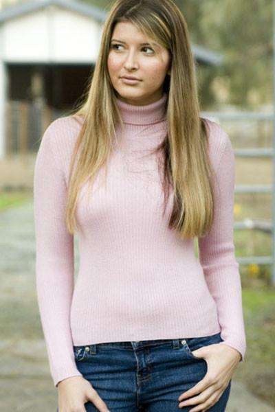 Women's Thin Knit Turtleneck Alpaca Sweater-Apparel-Alpaca Direct-Large-Blue-Alpaca Direct Main image