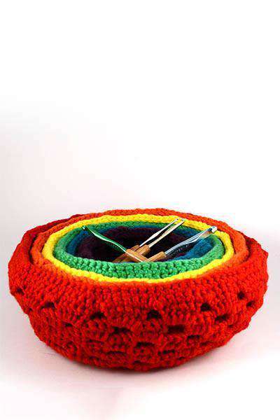 Universal Yarn Rainbow Nesting Baskets Pattern-Patterns-Universal Yarns-Universal Yarn Rainbow Nesting Baskets Pattern-Alpaca Direct
